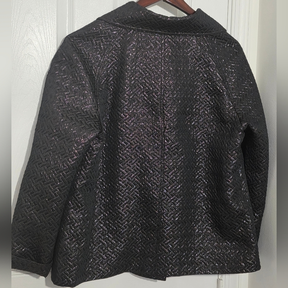 Jones New York Women's Black Textured Pea Coat Jacket Size XL - Picture 4 of 6
